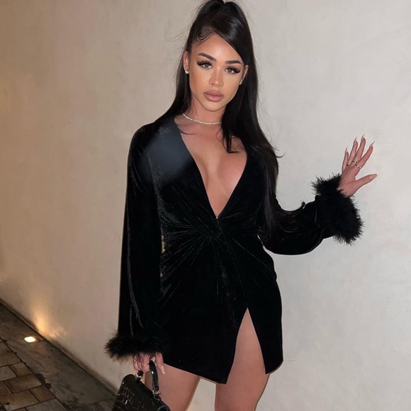 Velvet furry hand Mini Dress - Picture 3 of 3